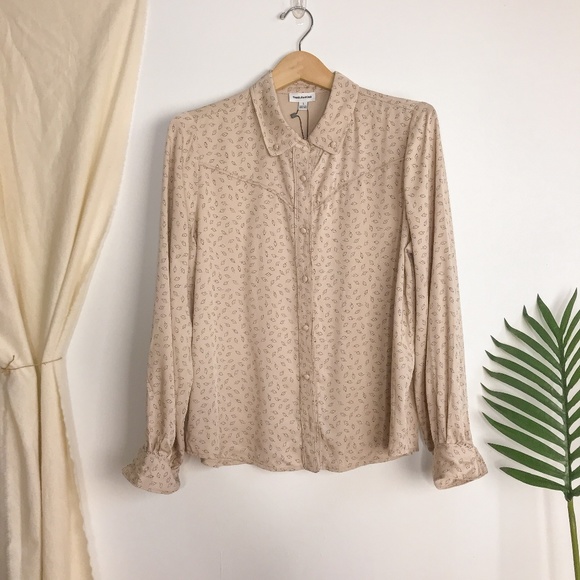 NWT Frank & Oak Tan Leaf Button Down Shirt Size L - Picture 2 of 8